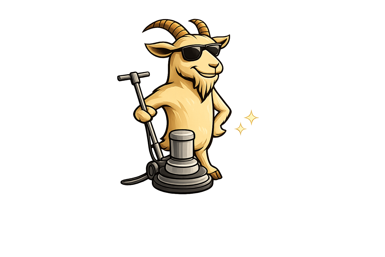 The Recoat Goat mascot with floor buffer